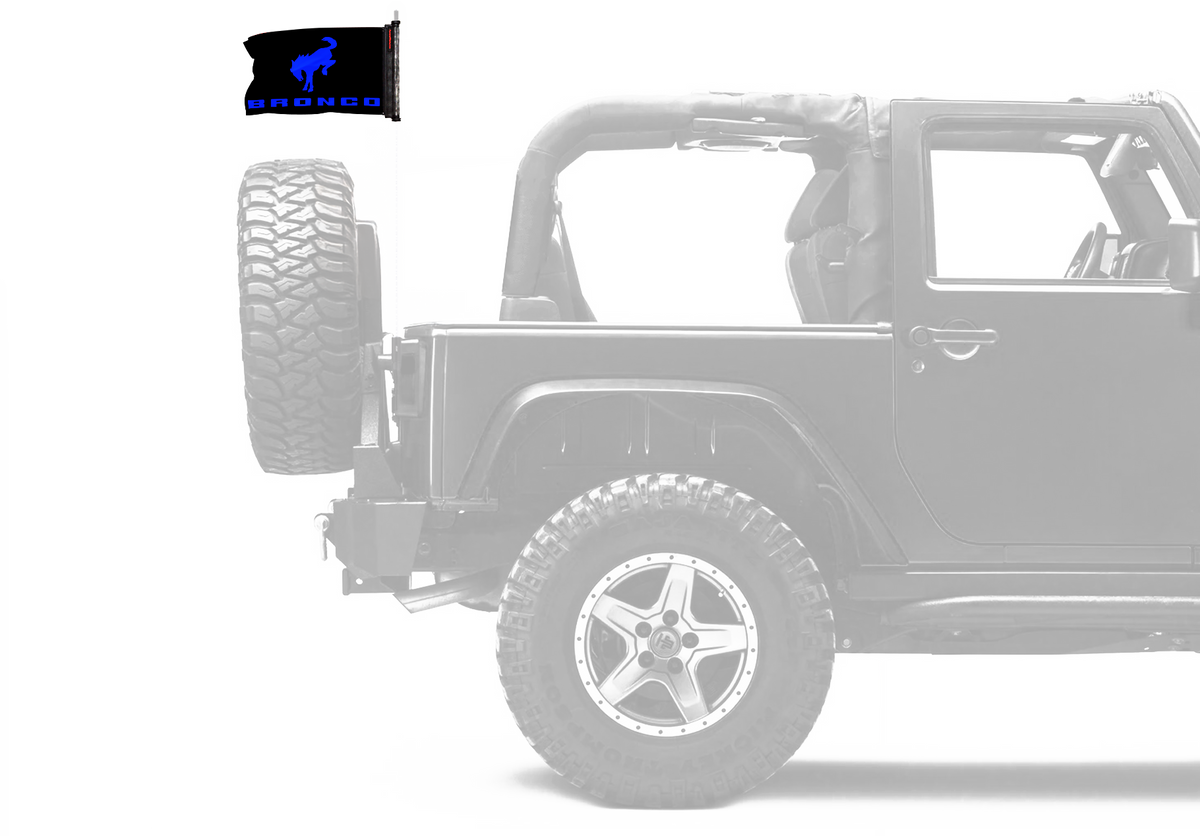 Bucking Bronco 12"x18" Forever Wave Flag for Jeep Wrangler JLU 4-Door 2018-Present