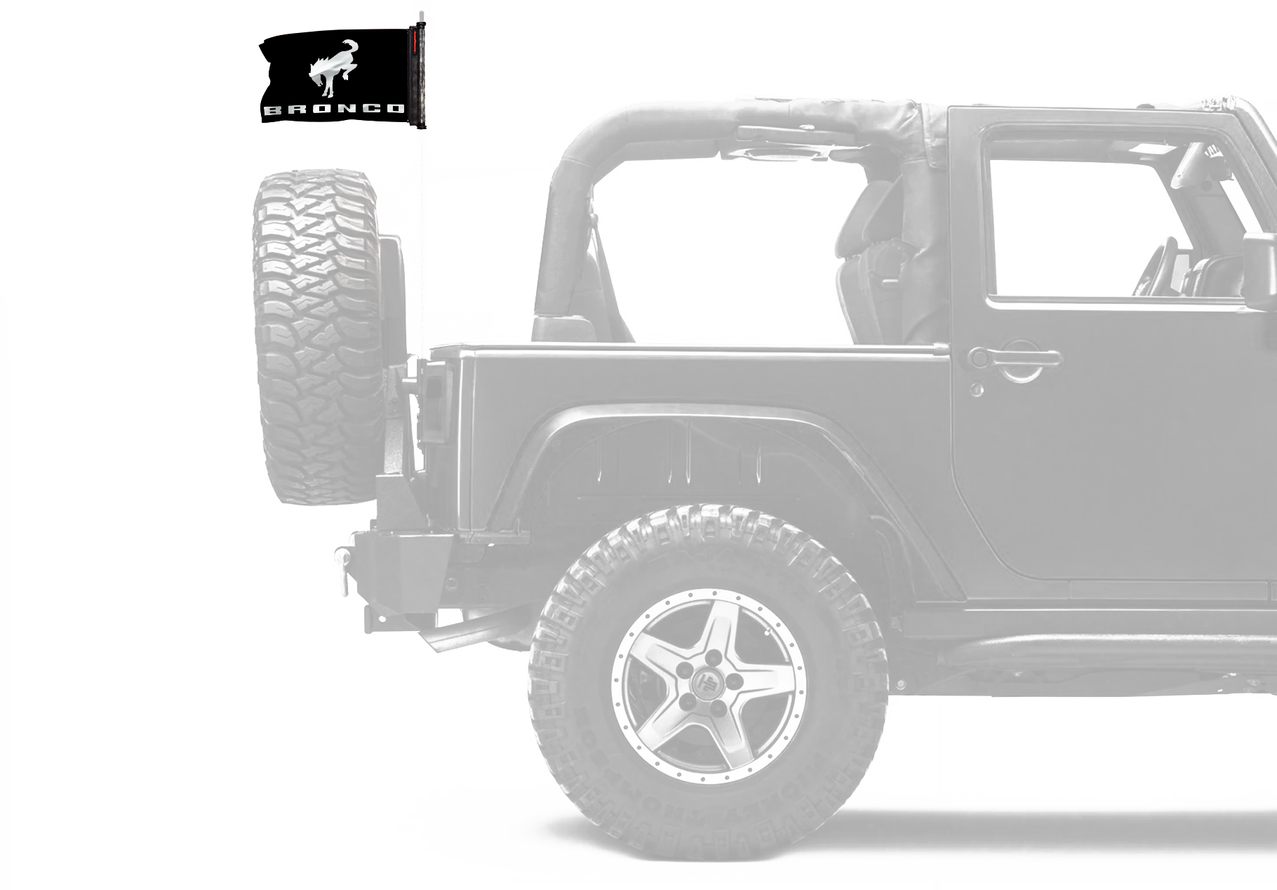 Bucking Bronco 12"x18" Forever Wave Flag for Jeep Wrangler TJ 1996-2006