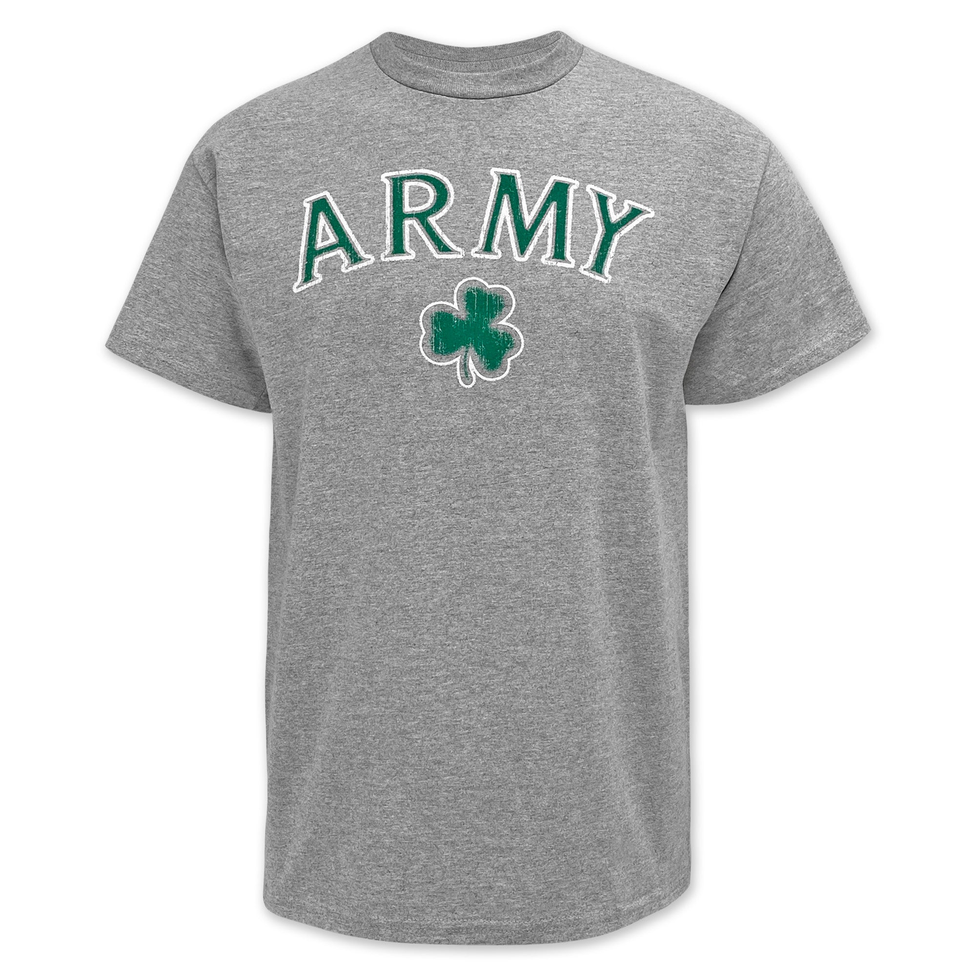 Army Distressed Shamrock T-Shirt (Grey)
