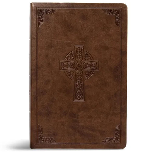 CSB Large Print Personal Size Reference Bible, Brown Celtic Cross Leathertouch - Imitation Leather