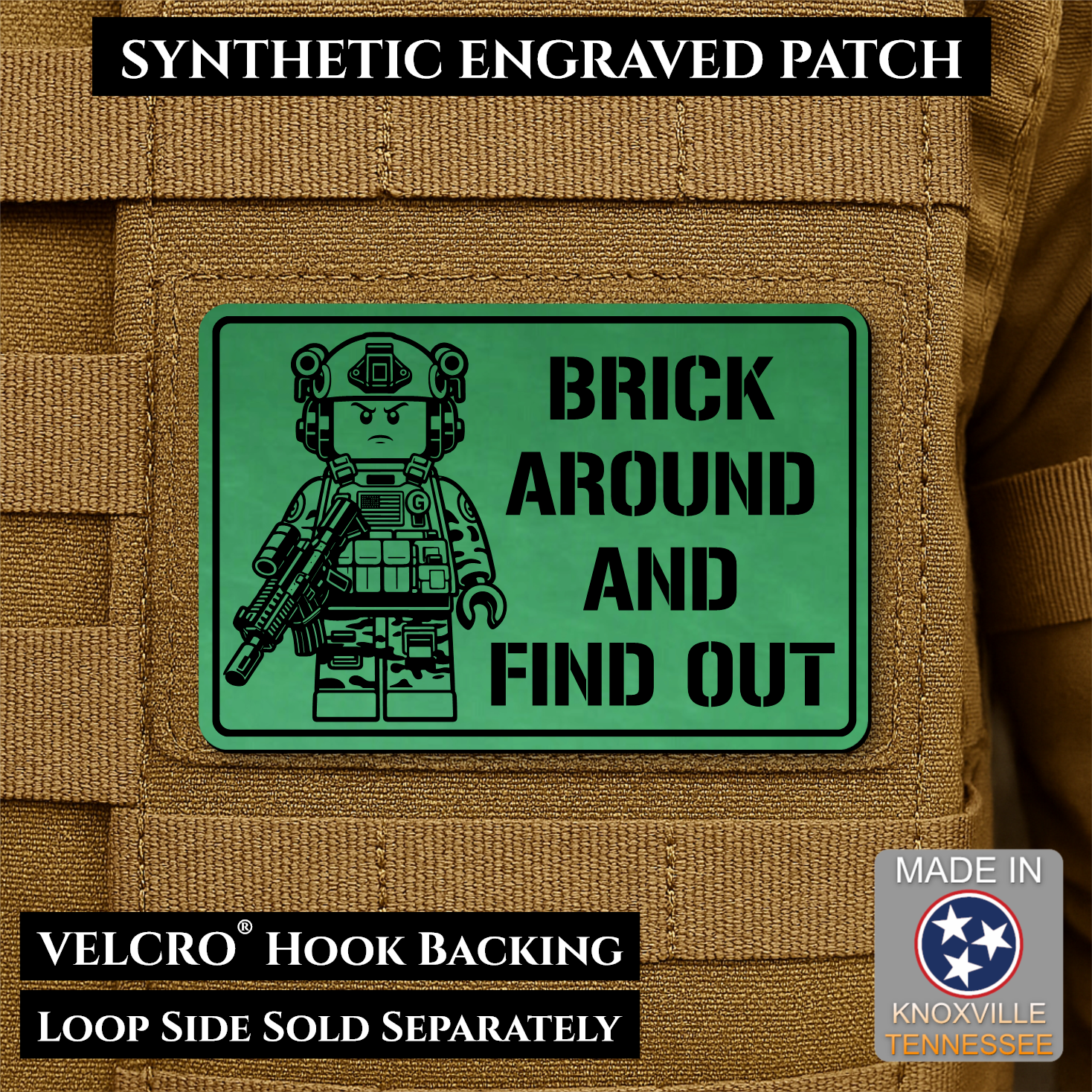 Brick Around & Find Out Funny Morale Patch | Made in USA | VELCRO® Brand Hook Backing