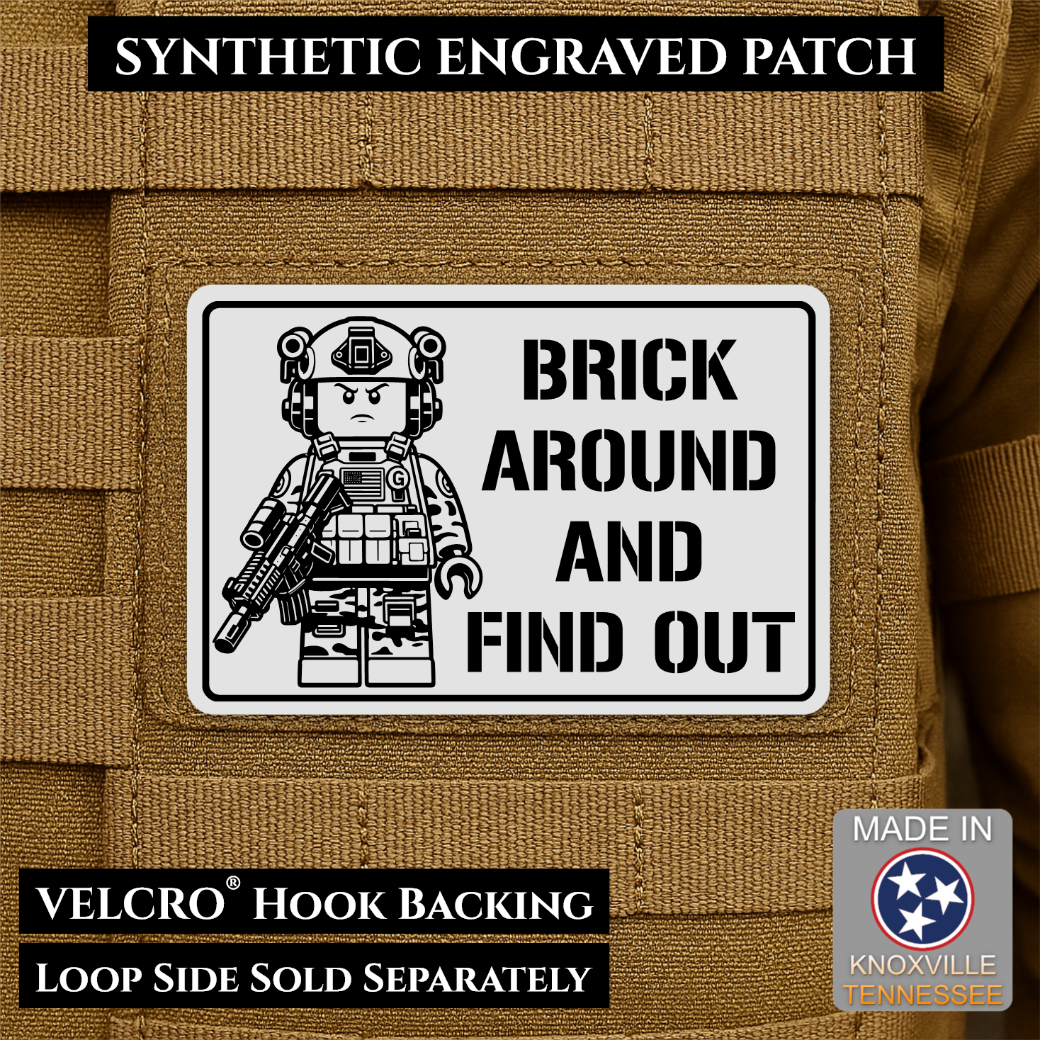 Brick Around & Find Out Funny Morale Patch | Made in USA | VELCRO® Brand Hook Backing