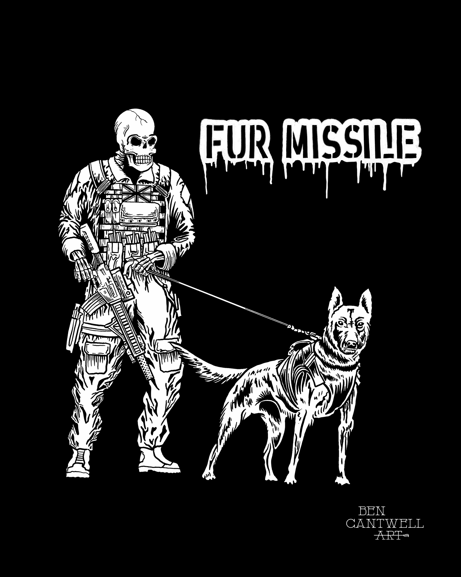Fur Missile k9 and Skeleton Handler UK