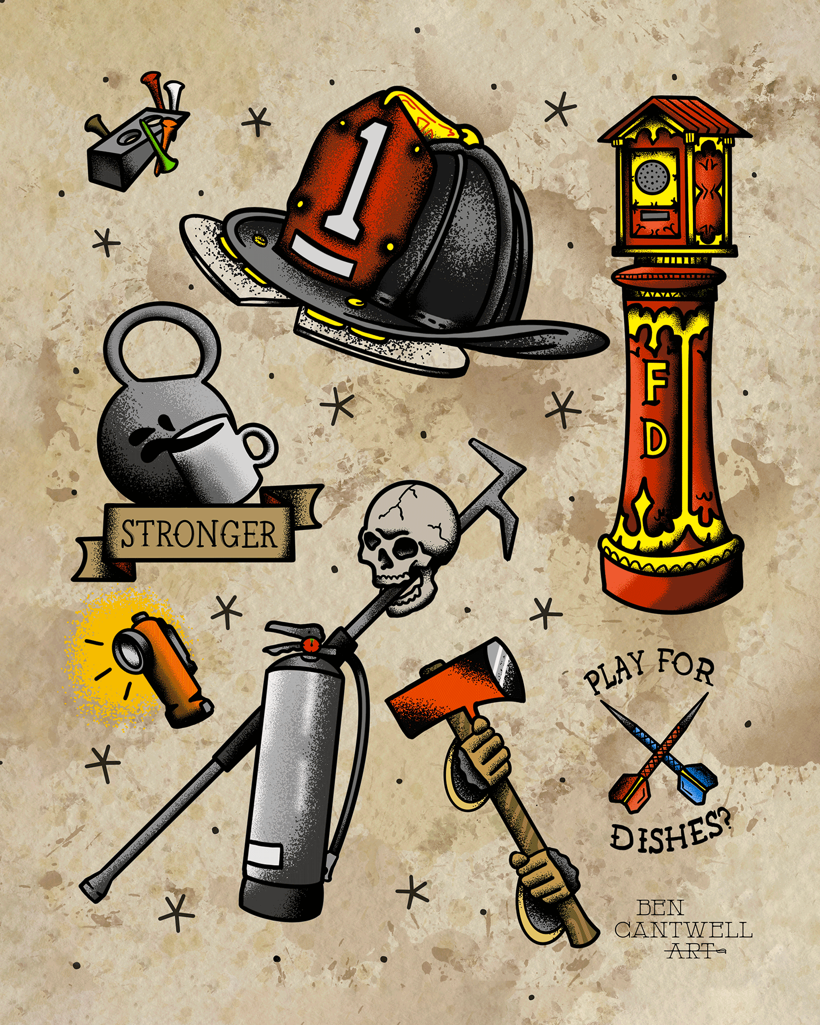 Firefighter Tattoo Flash