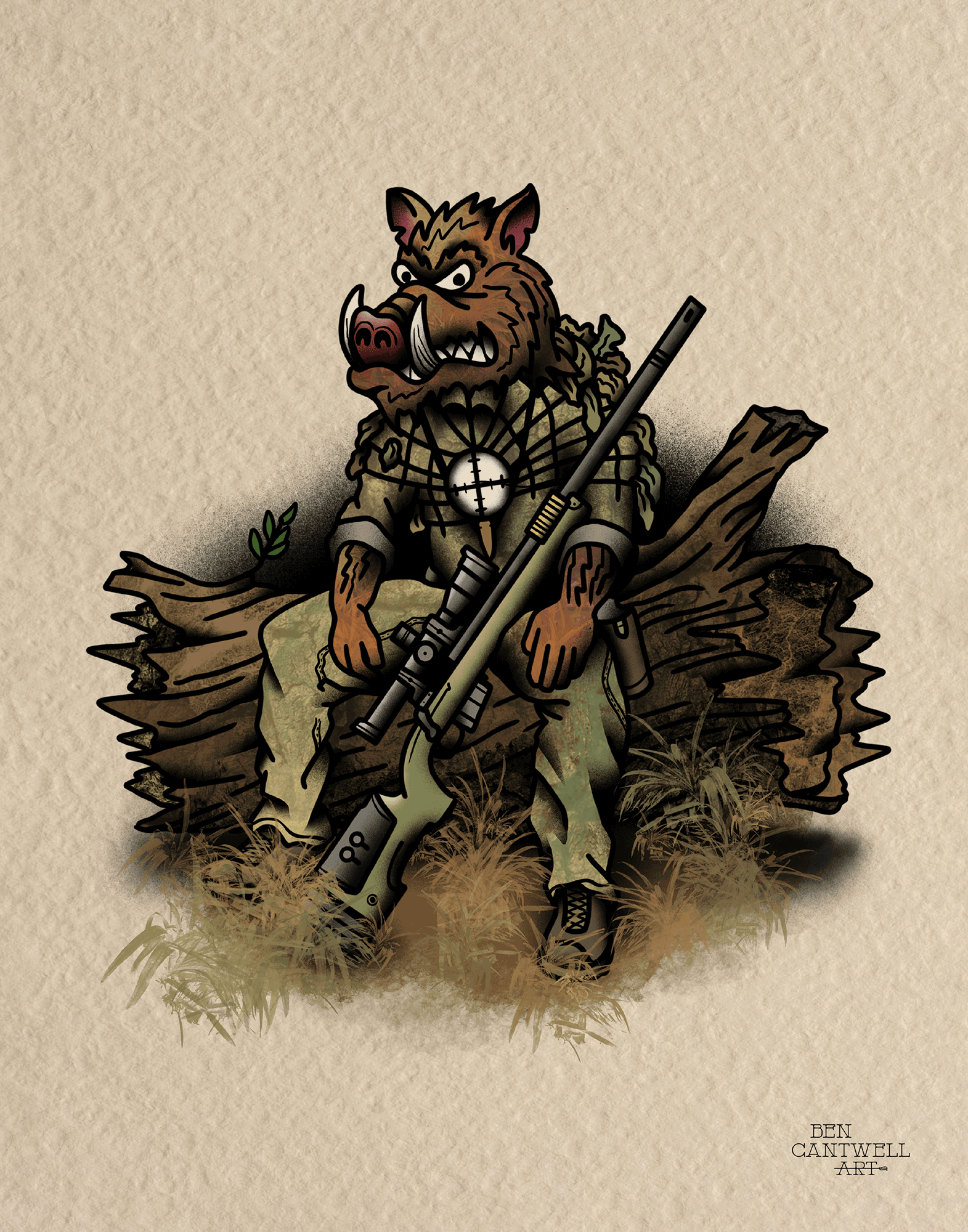 Sniper Hog on a Log
