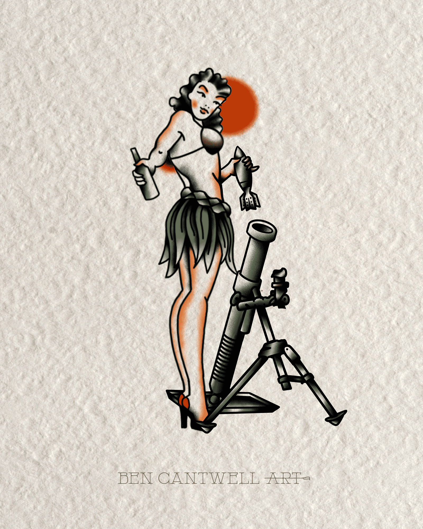 WW2 Pin-Up Girl - Mortar