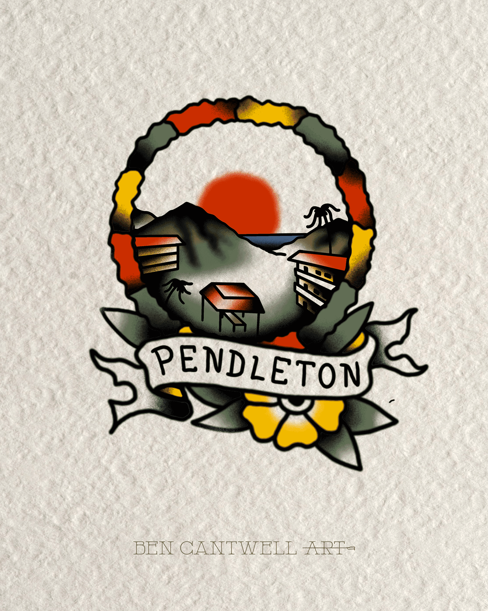 Camp Pendleton Emblem - Encircled by Flowers