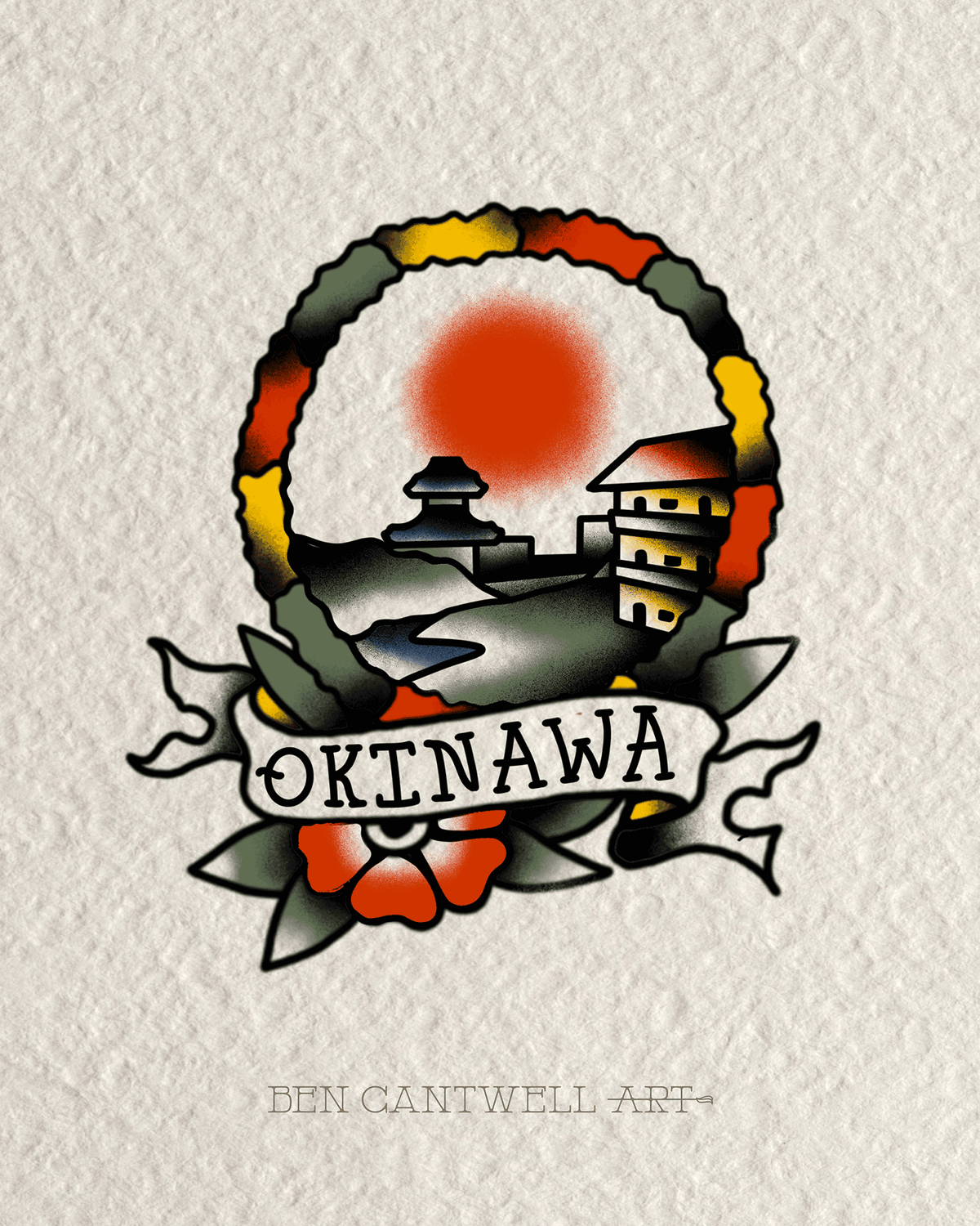 Okinawa Emblem - Encircled by Flowers