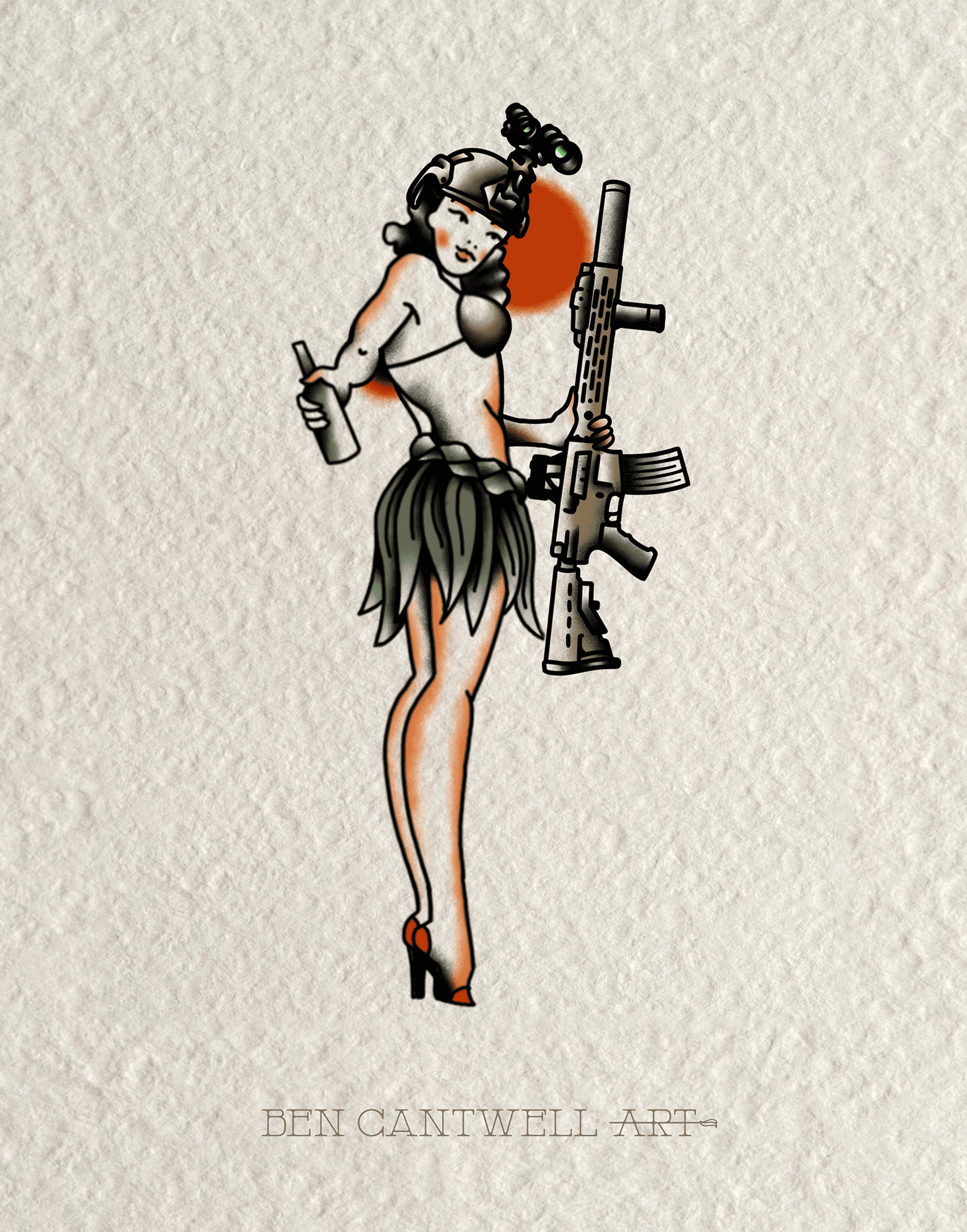 WW2 Pin-Up Girl - Rifle and NVGs