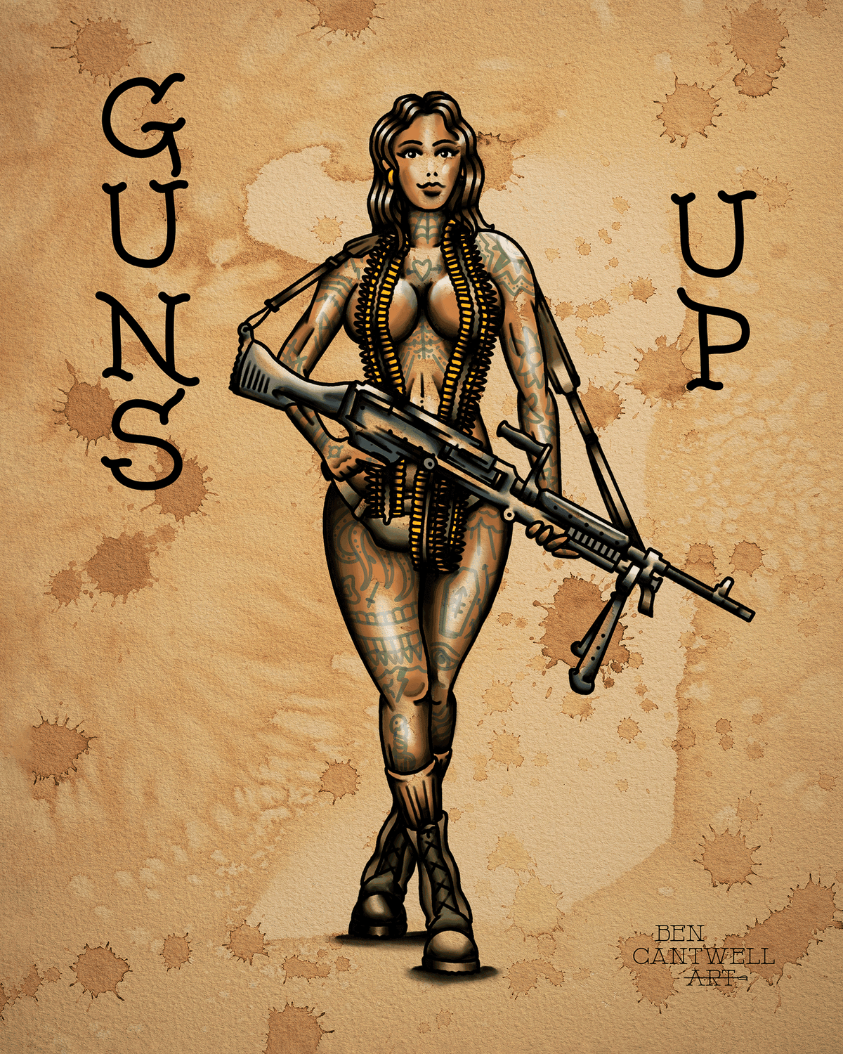 Guns Up - Tattooed Pin Up