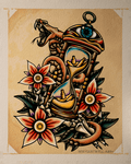 Hour Glass, Snake, Flowers and All Seeing Eye