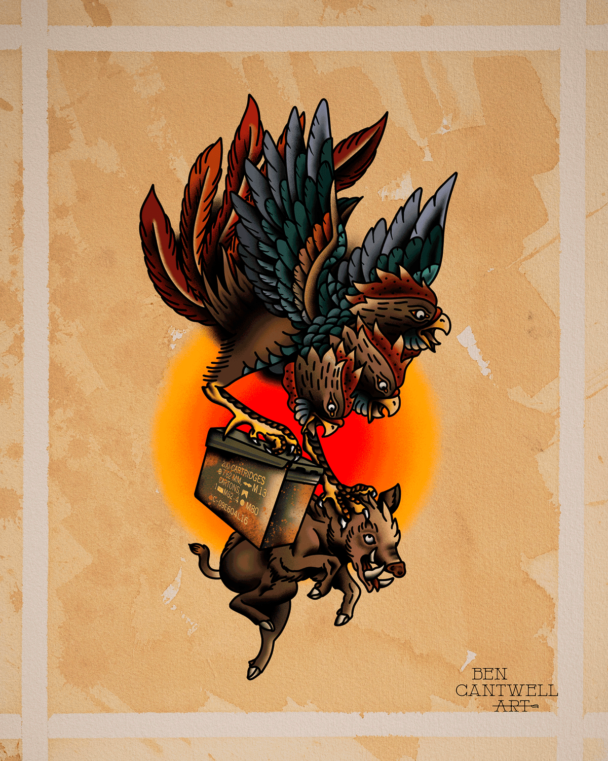 3 Headed Rooster, Pig and Ammo Can