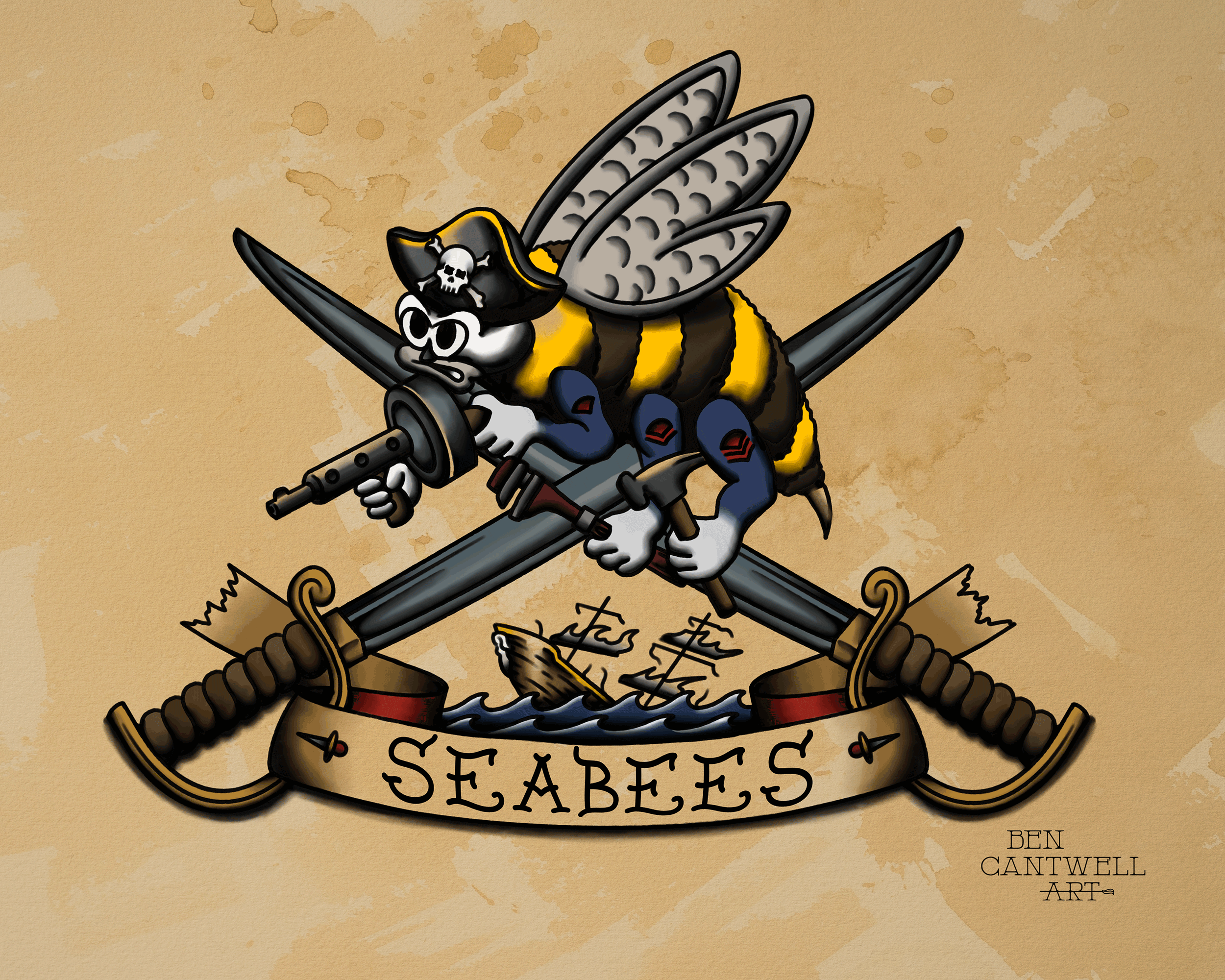 SeaBees Bee with crossed swords