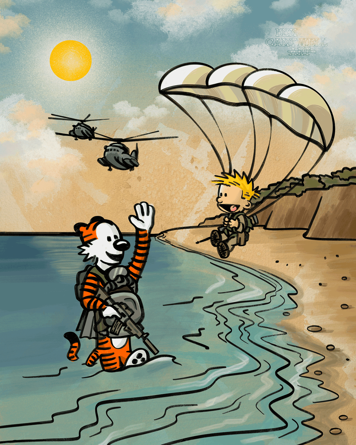 Calvin n Hobbes Diver and Parachute