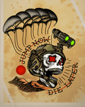 Jump Now Die Later Parachute Skull