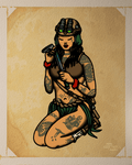 Sitting Hawaiian PIN Up With Knife and NVGs