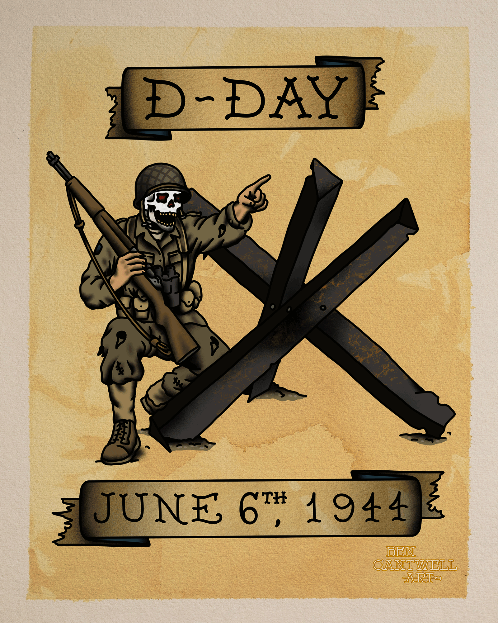 D-Day, June 6, 1944 Skeleton Soldier