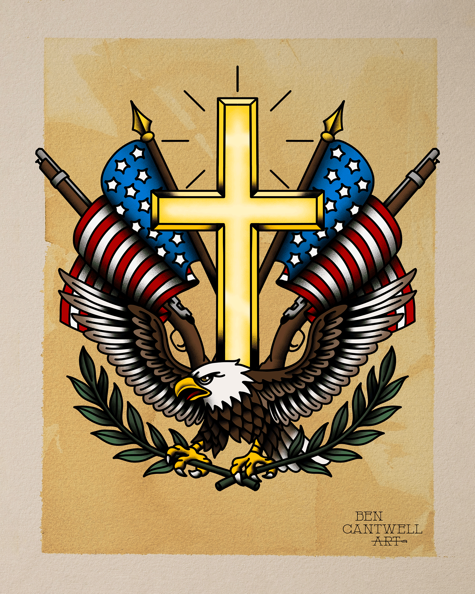 Patriotic Cross and Eagle