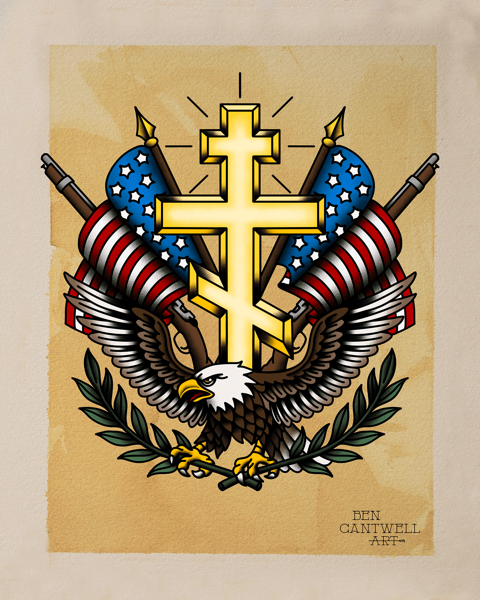Patriotic Orthodox Cross and Eagle