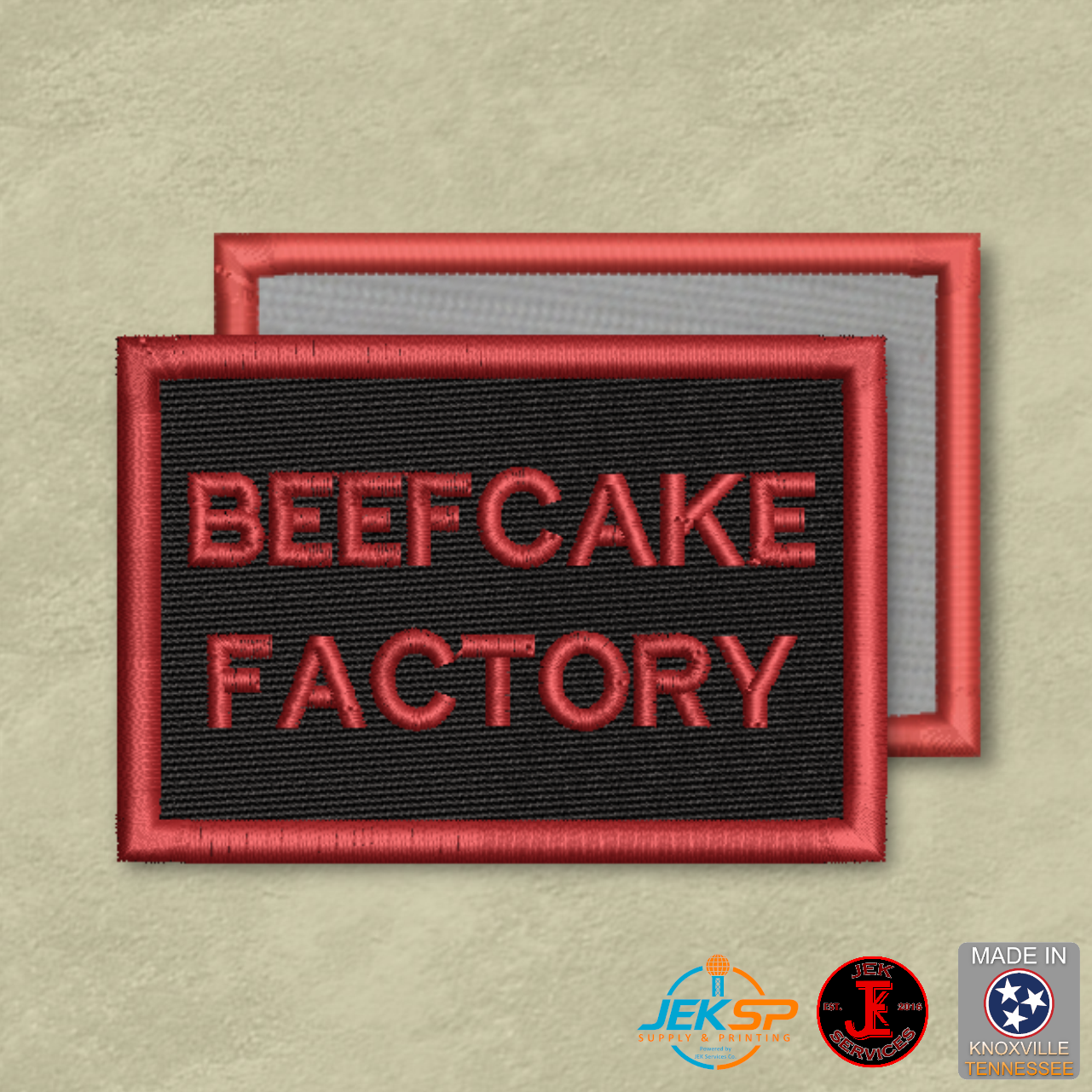 Beefcake Factory Funny Morale Patch | Made in USA | VELCRO® Brand Hook Backing