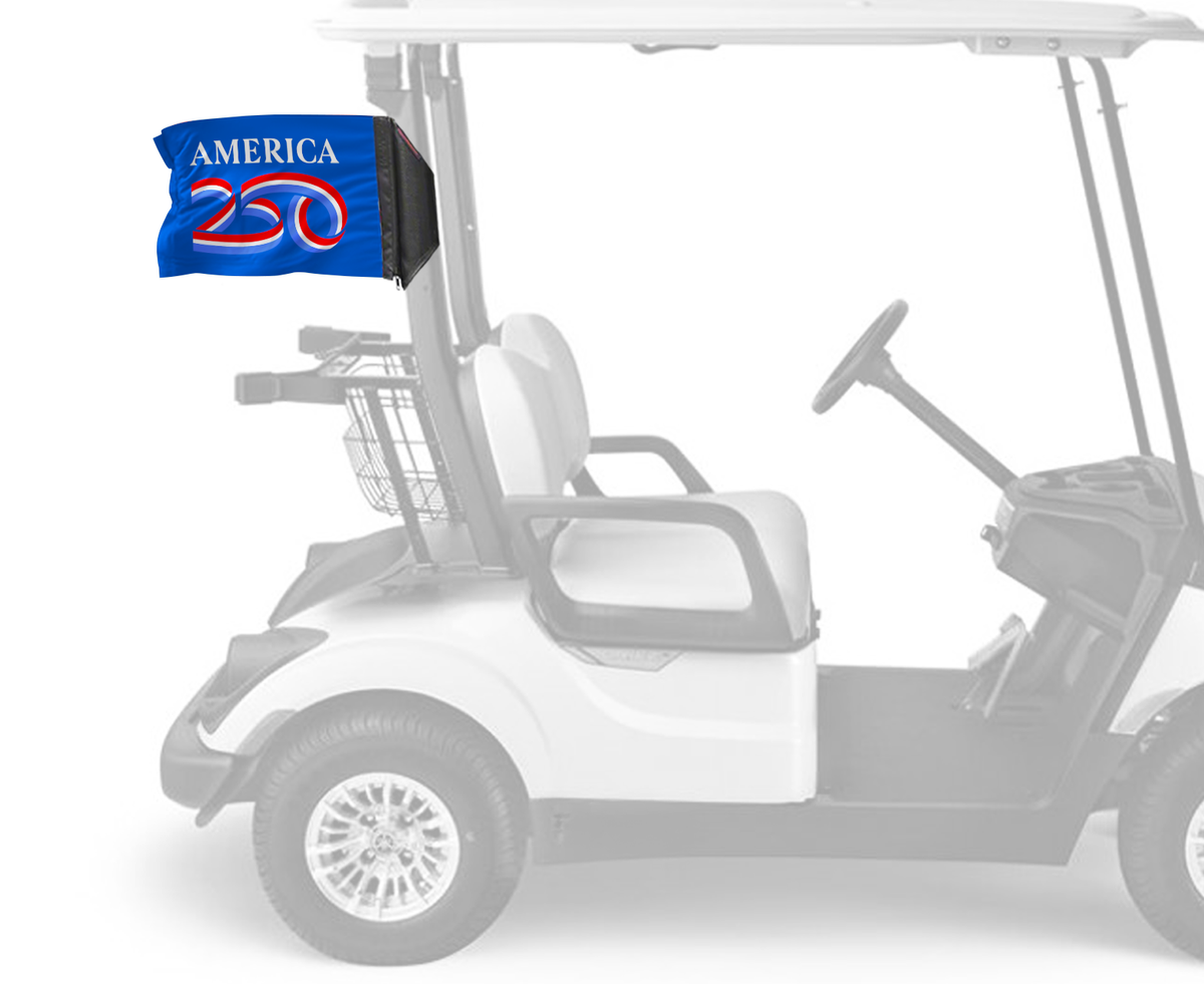 America 250 12"x18" Forever Wave Flag for Golf Carts