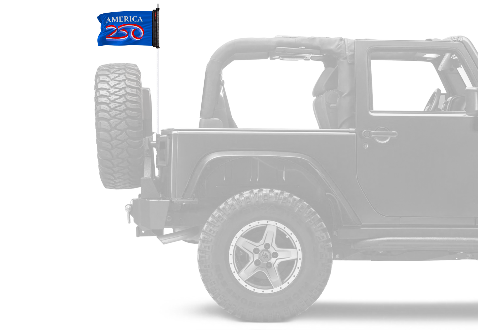 America 250 12"x18" Forever Wave Flag for Jeep Wrangler YJ 1986-1995