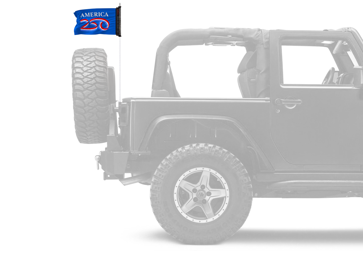 America 250 12"x18" Forever Wave Flag for Jeep Wrangler TJ 1996-2006