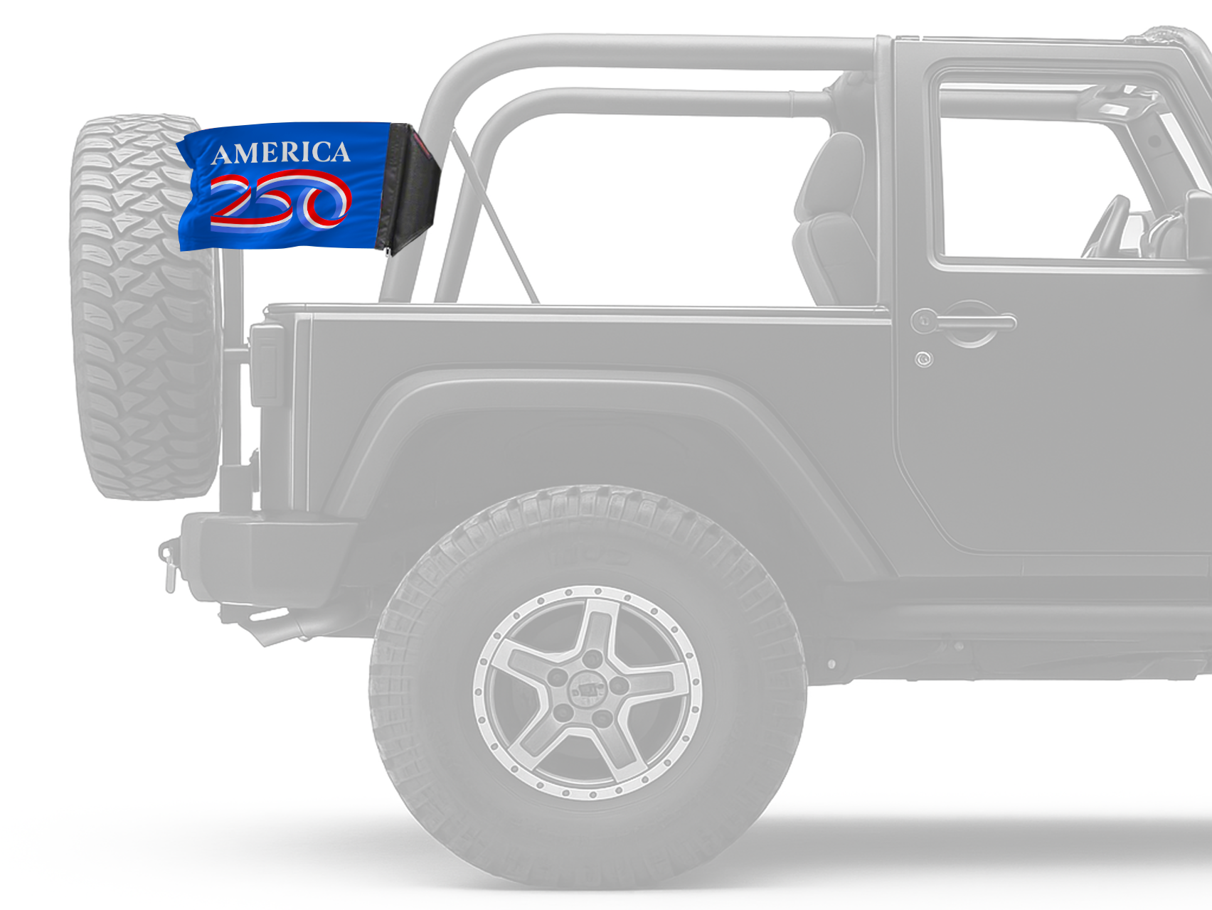 America 250 12"x18" Forever Wave Flag for Jeep Wrangler JK 2-Door 2007-2018