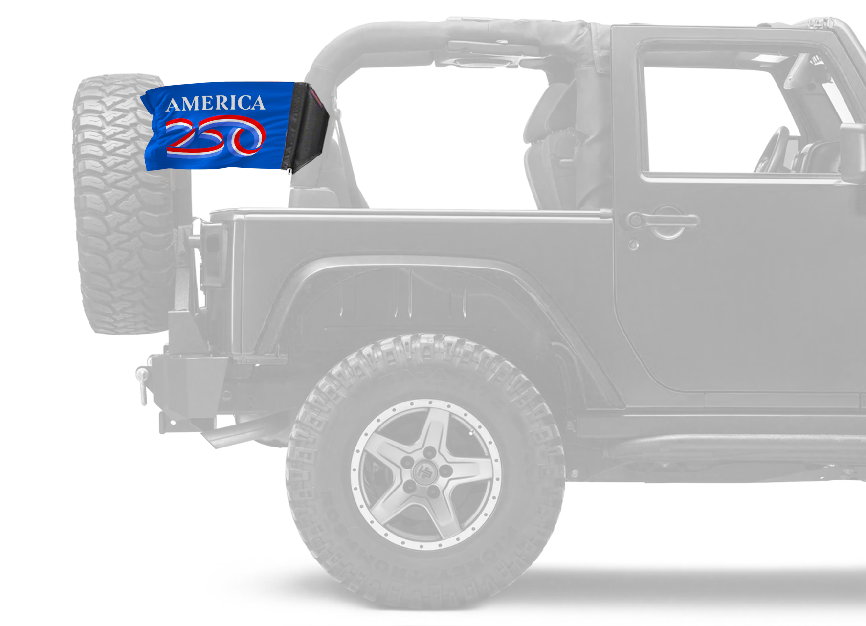 America 250 12"x18" Forever Wave Flag for Jeep Wrangler JK 2-Door 2007-2018
