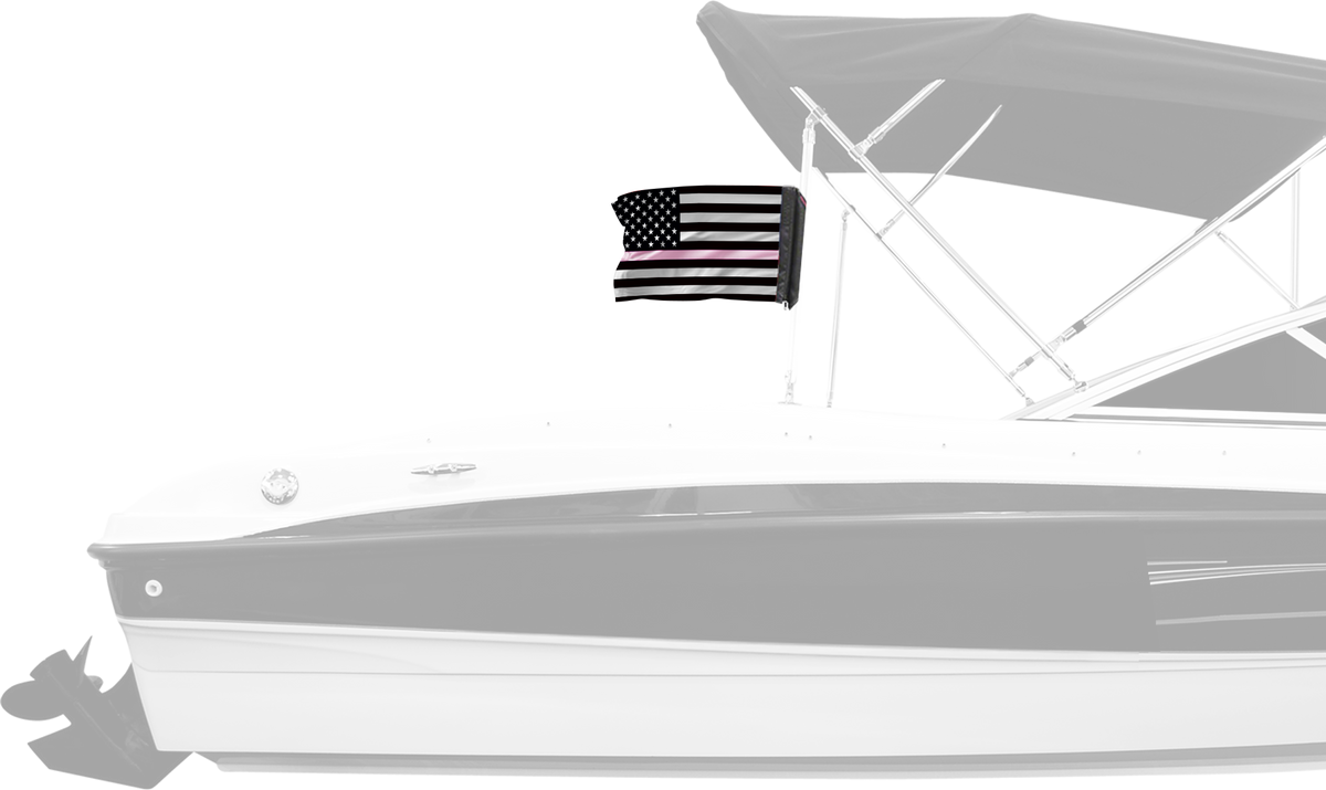 USA Subdued Thin Pink Line 12"x18" Forever Wave Flag for Boats