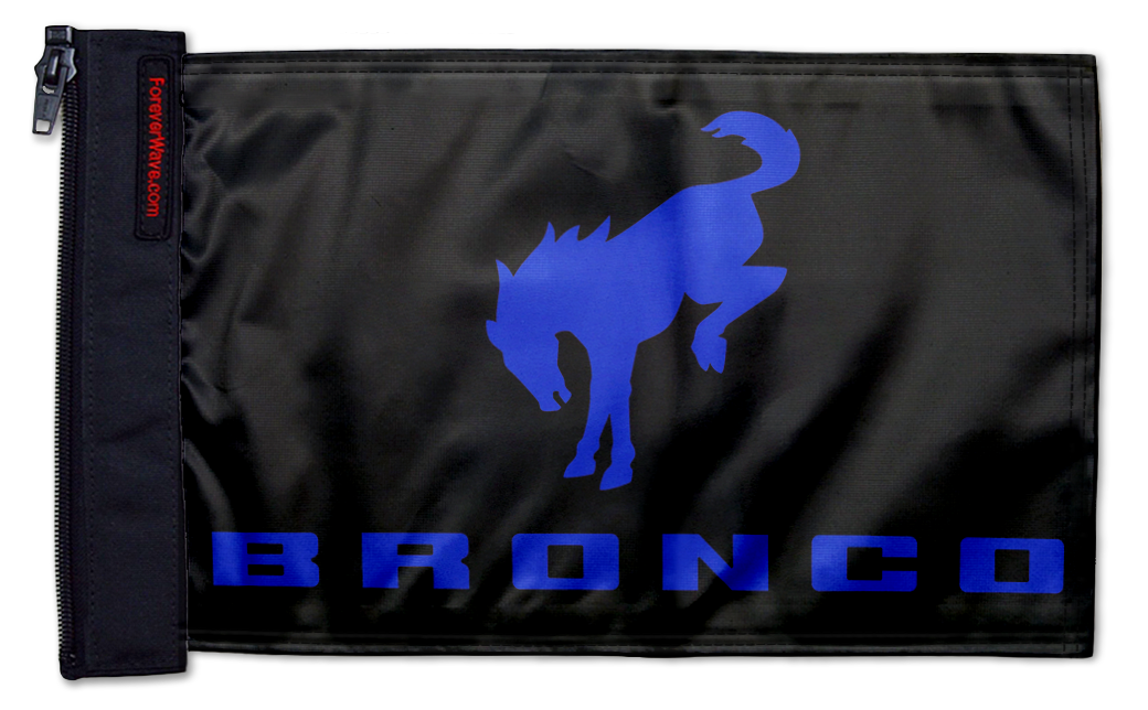 Bucking Bronco 12"x18" Forever Wave Flag for Jeep Wrangler LJ 2003-2006