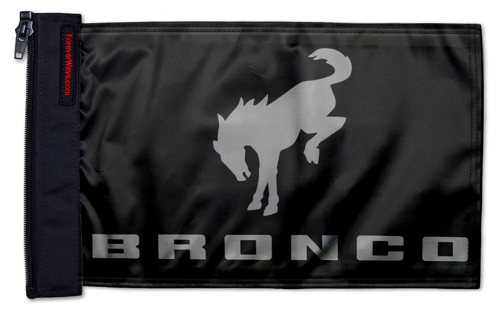 Bucking Bronco 12"x18" Forever Wave Flag for Jeep Wrangler JK 2-Door 2007-2018