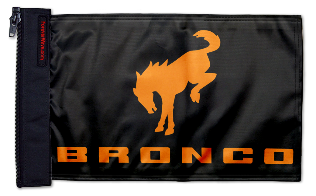Bucking Bronco 12"x18" Forever Wave Flag for Golf Carts