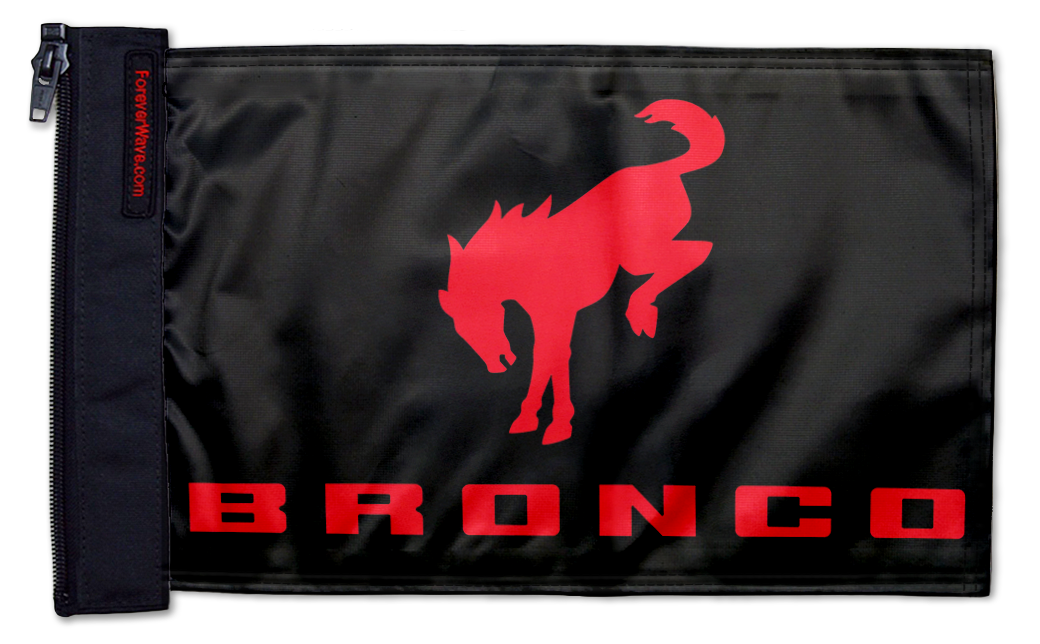 Bucking Bronco 12"x18" Forever Wave Flag for Golf Carts