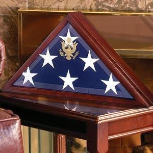 Burial Flag Display Case Cherry Flag Case Pedestal / Urn Combination