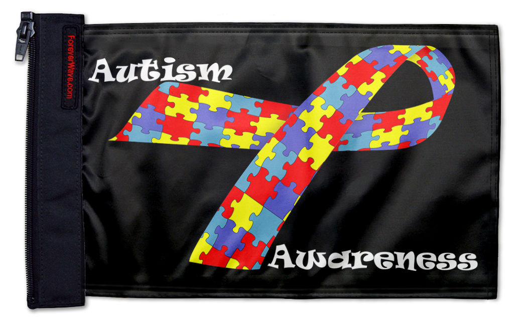 Autism Awareness 12"x18" Forever Wave Flag for Jeep Wrangler JK 2-Door 2007-2018