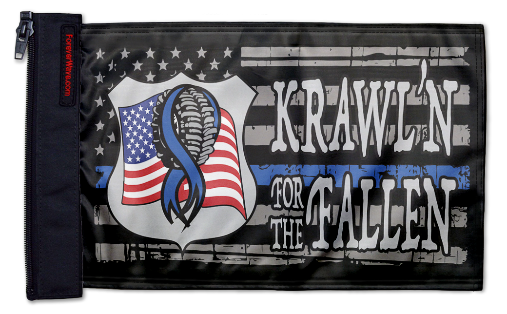 Krawl'n For The Fallen 12"x18" Forever Wave Flag for Boats