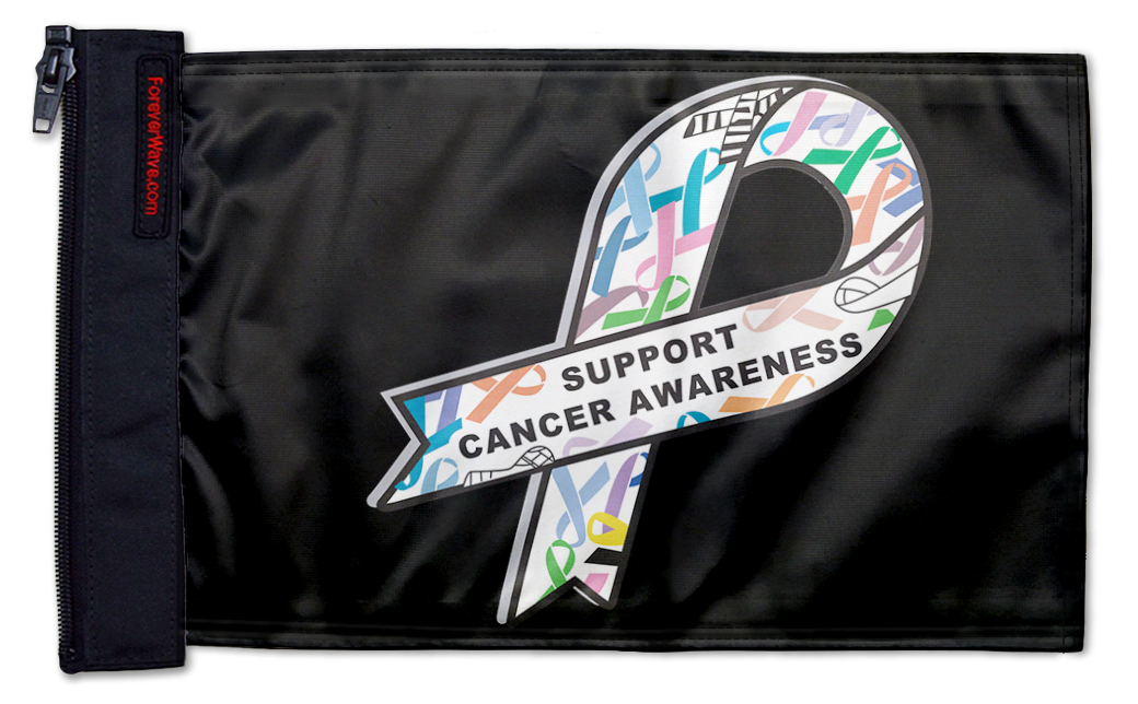 Support Cancer Awareness 12"x18" Forever Wave Flag for Golf Carts