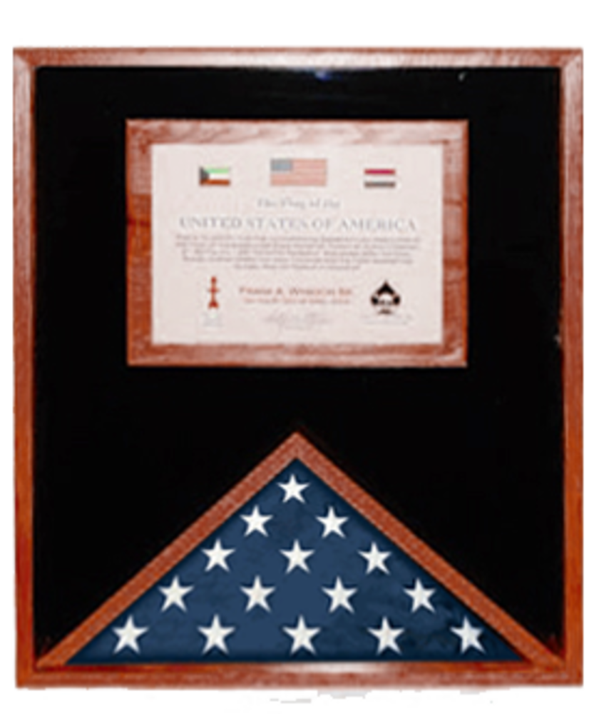 Large Military Memorial Flag, Medal Display Case.