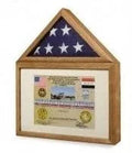 Large 3x5 Flag And Military Medals Display Case Cabinet - Oak