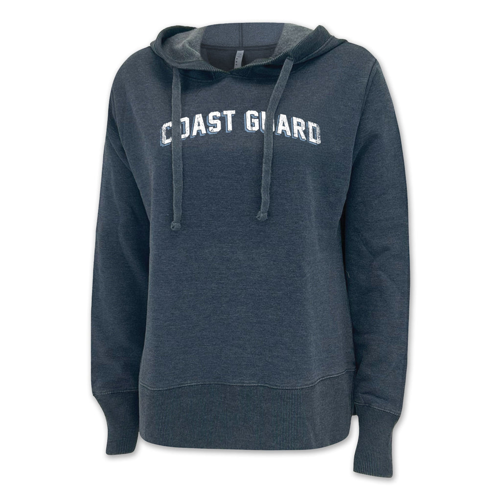 Coast Guard Ladies Distressed Arch Hood (Washed Navy)