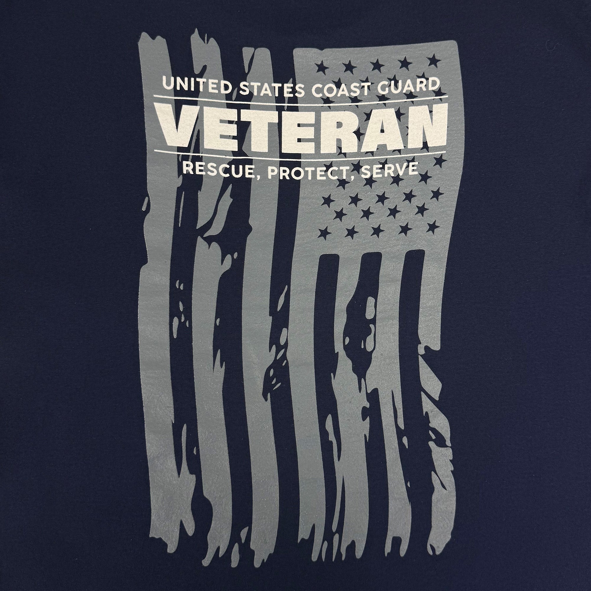 Coast Guard Veteran Flag Long Sleeve T-Shirt (Navy)