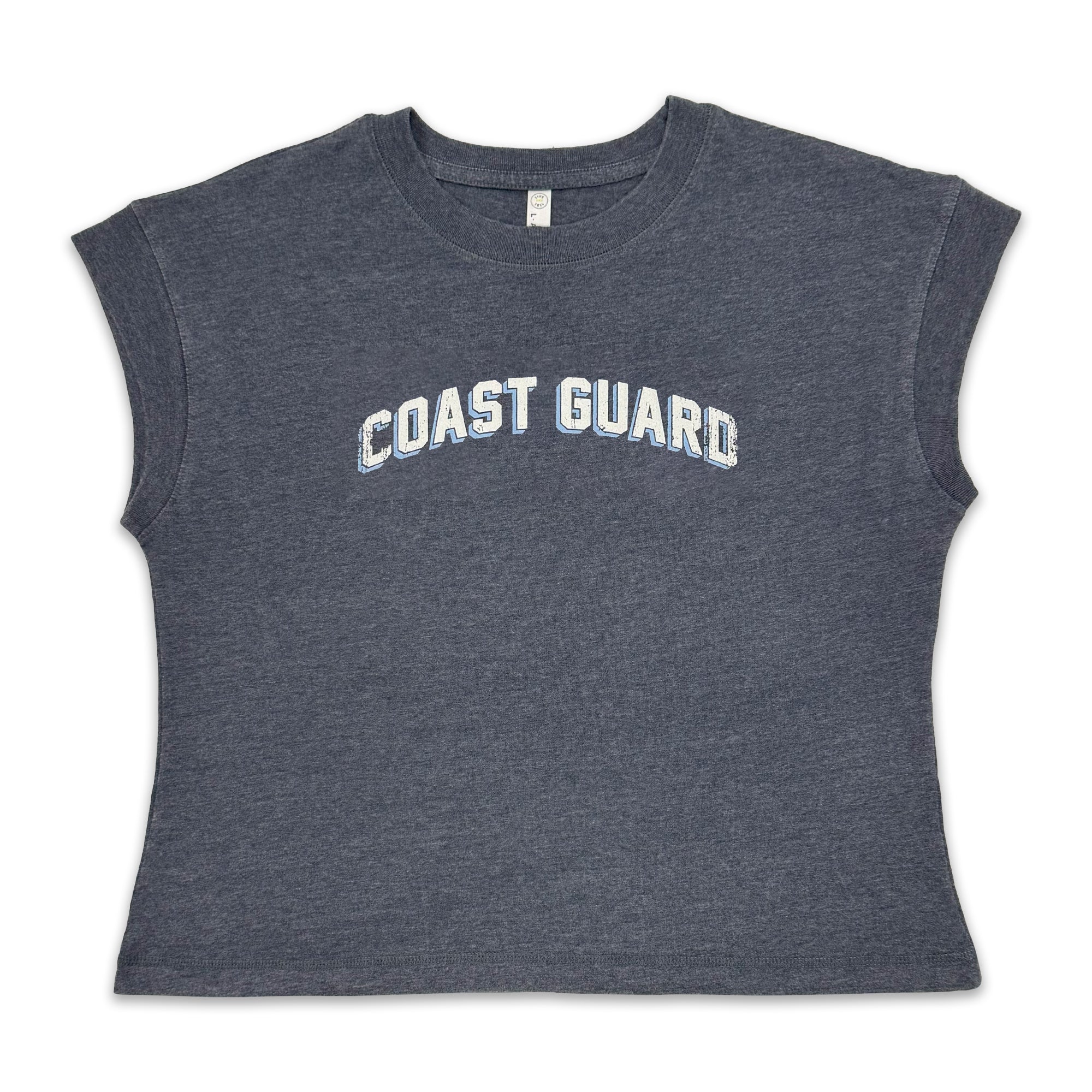 Coast Guard Ladies Distressed Arch T-Shirt (Washed Navy)