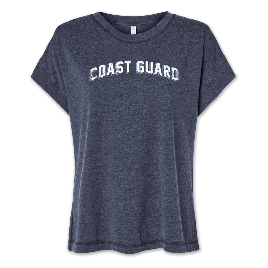 Coast Guard Ladies Distressed Arch T-Shirt (Washed Navy)