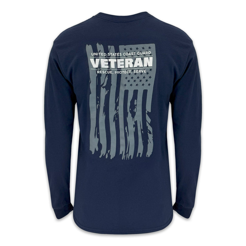 Coast Guard Veteran Flag Long Sleeve T-Shirt (Navy)