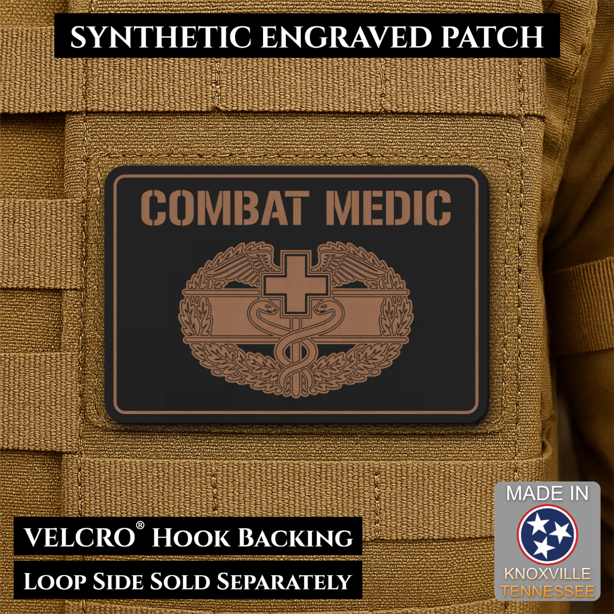 Army Combat Medic Morale Patch, 2x3" | Made in USA | VELCRO® Brand Hook Backing