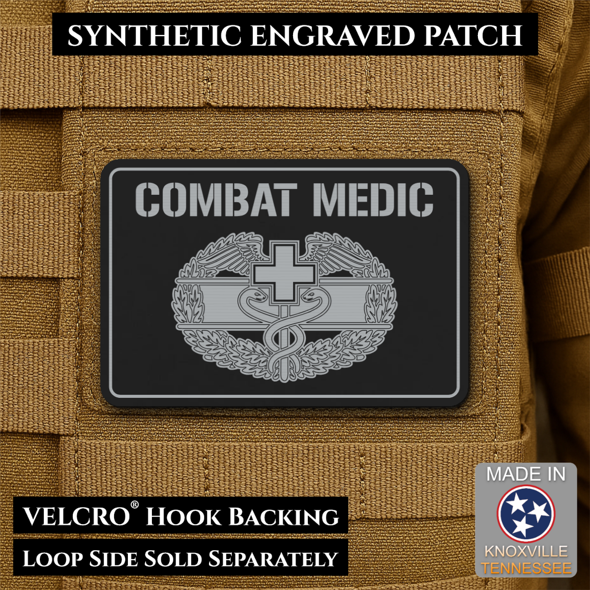 Army Combat Medic Morale Patch, 2x3" | Made in USA | VELCRO® Brand Hook Backing