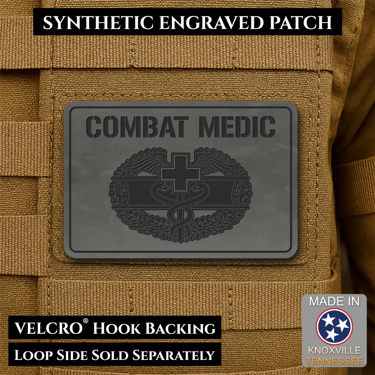 Army Combat Medic Morale Patch, 2x3" | Made in USA | VELCRO® Brand Hook Backing
