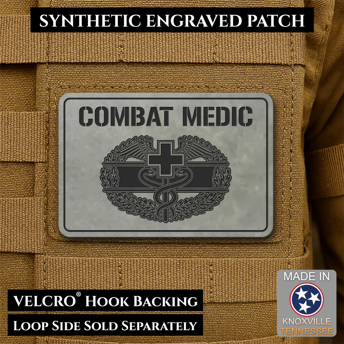Army Combat Medic Morale Patch, 2x3" | Made in USA | VELCRO® Brand Hook Backing