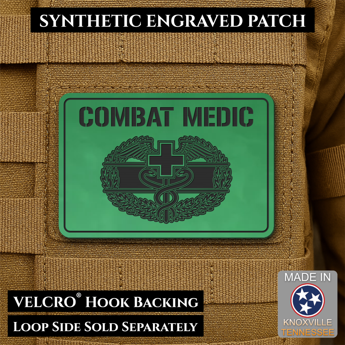 Army Combat Medic Morale Patch, 2x3" | Made in USA | VELCRO® Brand Hook Backing